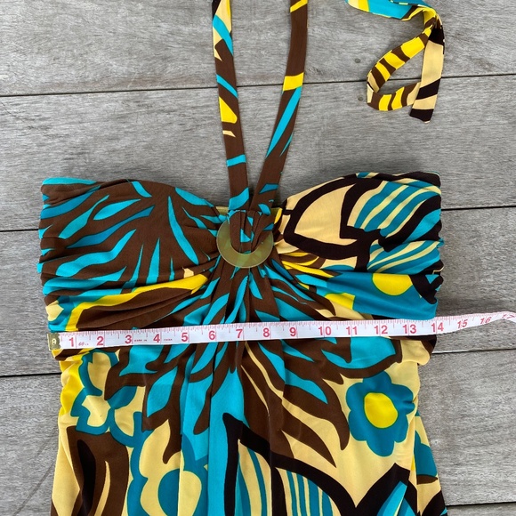 Nine West maxi dress strapless halter floral multi color 6 - Picture 7 of 15